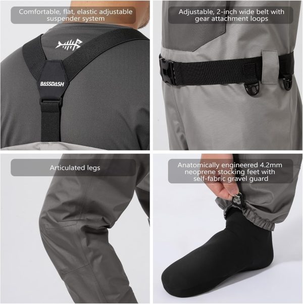 BASSDASH FW08 Men’s Breathable Waders Waterproof Fly Fishing Chest Fishing - Image 6