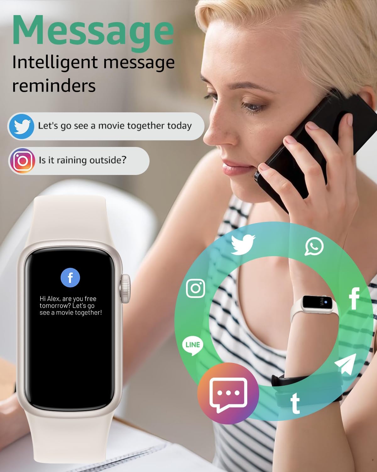 IMFRCHCS Fitness Tracker,Smart Watch with 1.47" Touch Display,137+Sport Modes Fitness Watch with Heart Rate Sleep Monitor, Step Counter,IP68 Waterproof Activity Trackers for Women Men - Image 3
