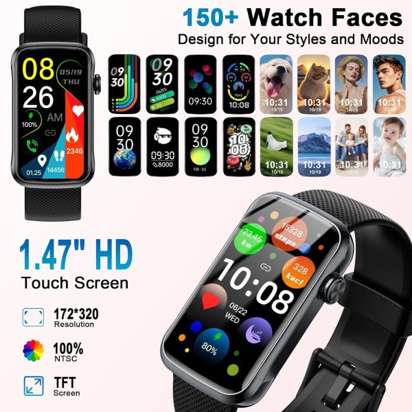 Smart Watch, Smartwatch for Men Women with 24 Sport Modes, IP68 Waterproof Fitness Tracker with 24/7 Heart Rate/Sleep/SpO2 Monitor, Step Tracker, Pedometer, Activity Tracker for Android iOS - Image 2