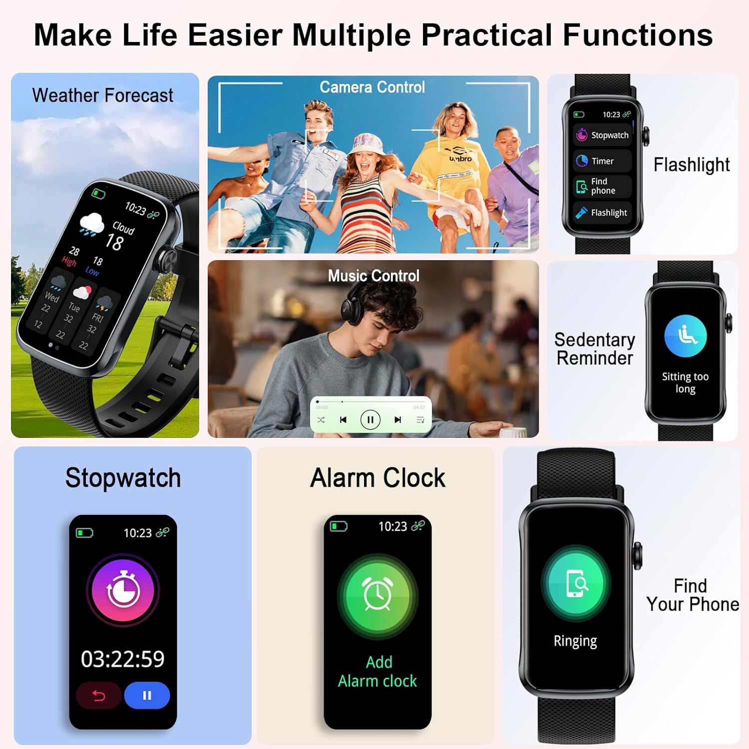 Smart Watch, Smartwatch for Men Women with 24 Sport Modes, IP68 Waterproof Fitness Tracker with 24/7 Heart Rate/Sleep/SpO2 Monitor, Step Tracker, Pedometer, Activity Tracker for Android iOS - Image 6
