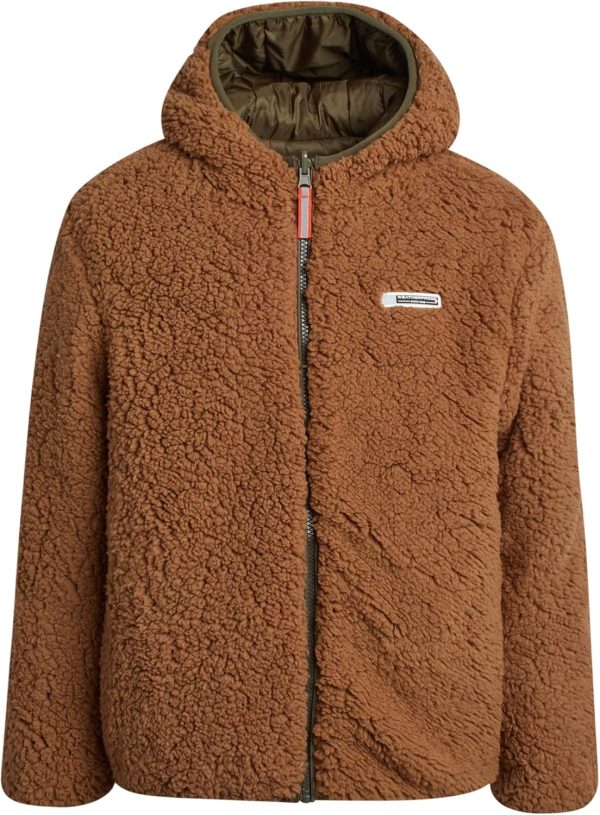 Boys' Reversible Jacket - Quilted Hooded Puffer Reversible to Sherpa Outerwear Jacket for Boys (Sizes: S-XL) - Image 3
